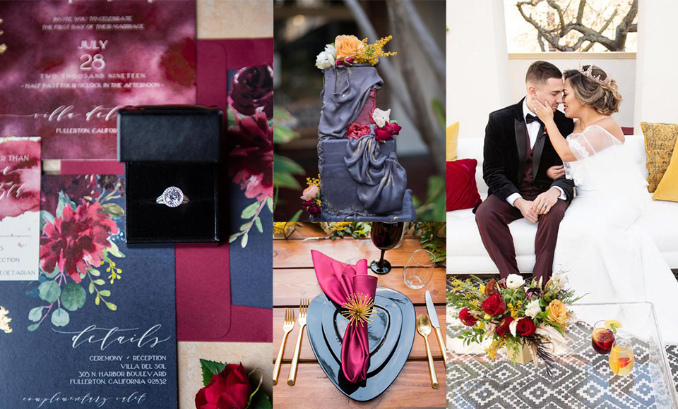  Pantone’s color of the year vivid sangria and slate fun wedding décor and design