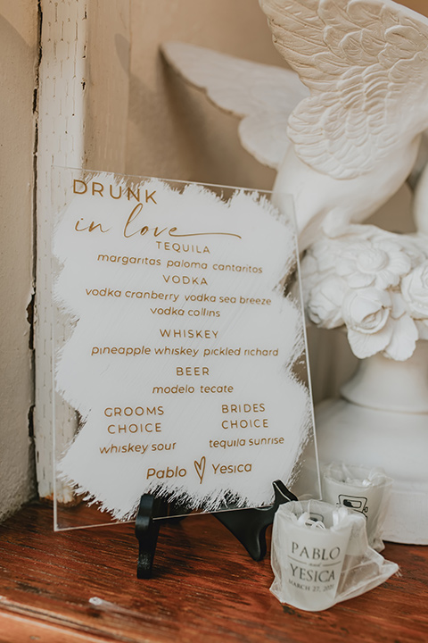 romantic neutral wedding with Spanish flare – bar menu