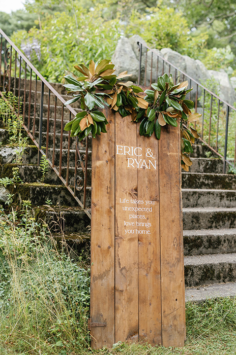  english garden wedding with blue and green touches – welcome sign 