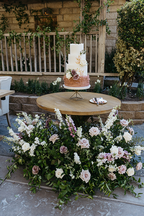  a classic blush and blue wedding design in a garden venue - cake 