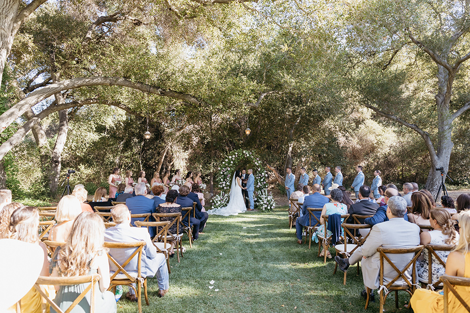  a classic blush and blue wedding design in a garden venue - ceremony 