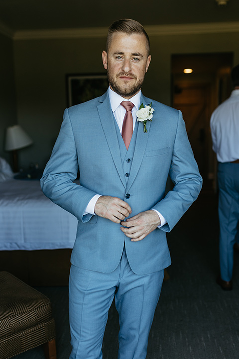  a classic blush and blue wedding design in a garden venue - groom 