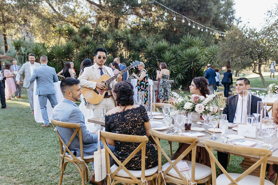  a classic blush and blue wedding design in a garden venue - reception 