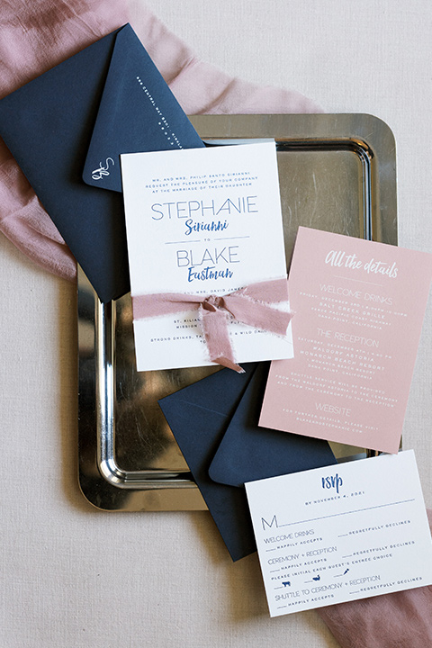  stephanie and blakes wedding at the waldorf with navy and blush décor – invitations 