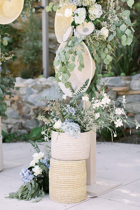  blue beachy wedding with blue and pink décor and the groom in a light blue suit – ceremony decor 