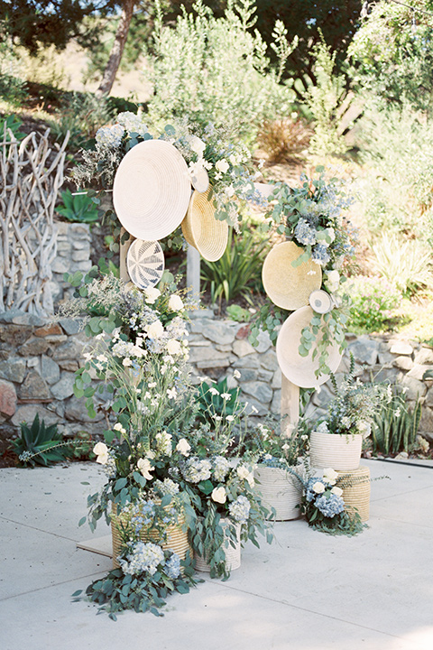  blue beachy wedding with blue and pink décor and the groom in a light blue suit – ceremony decor 