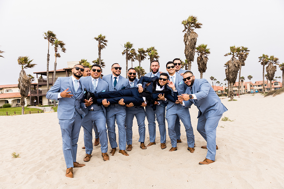  blue wedding on the sand - groomsmen 