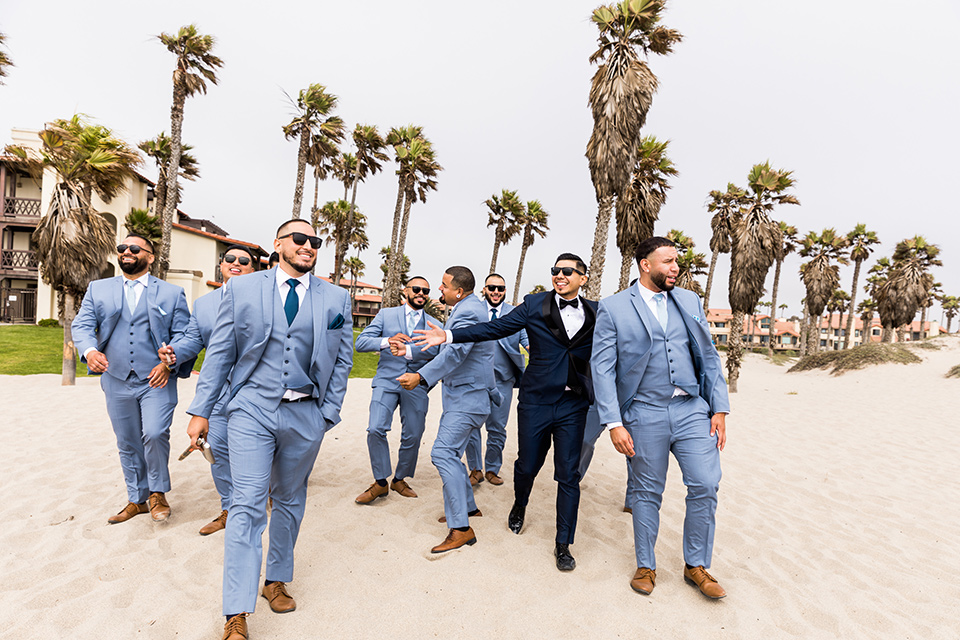  blue wedding on the sand - groomsmen 