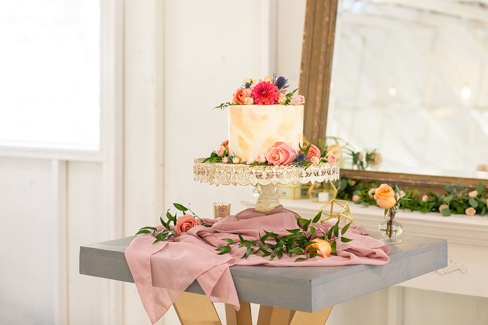  rose pink garden wedding with romantic rustic details – cake 