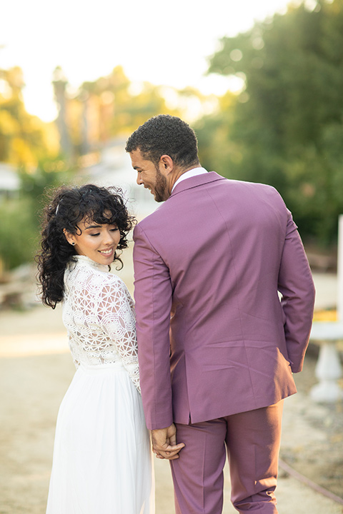  rose pink garden wedding with romantic rustic details –couple dancing