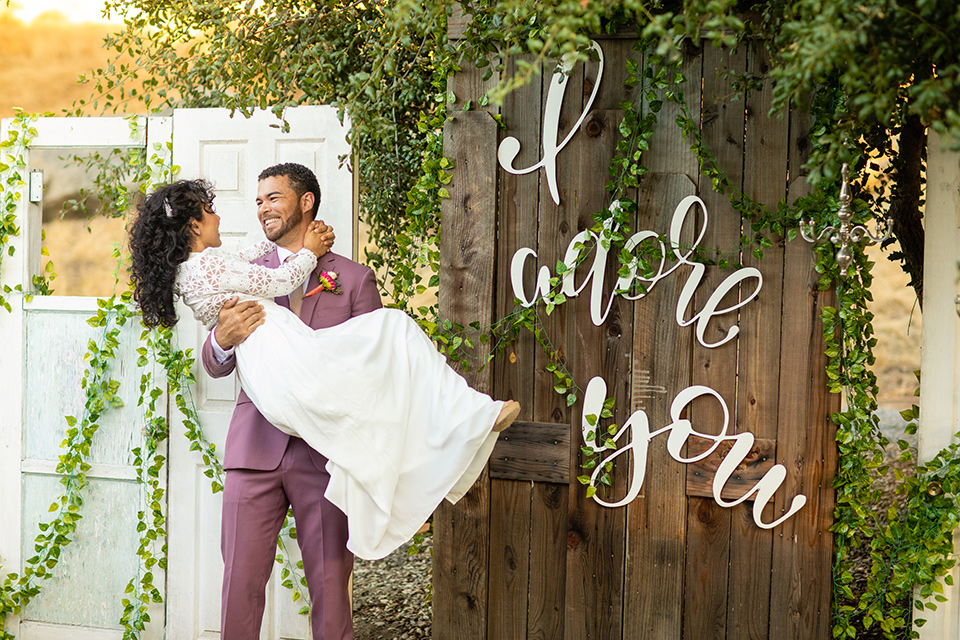  rose pink garden wedding with romantic rustic details – couple spinning