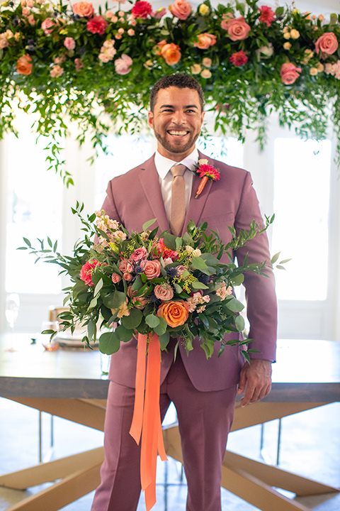  rose pink garden wedding with romantic rustic details – groom