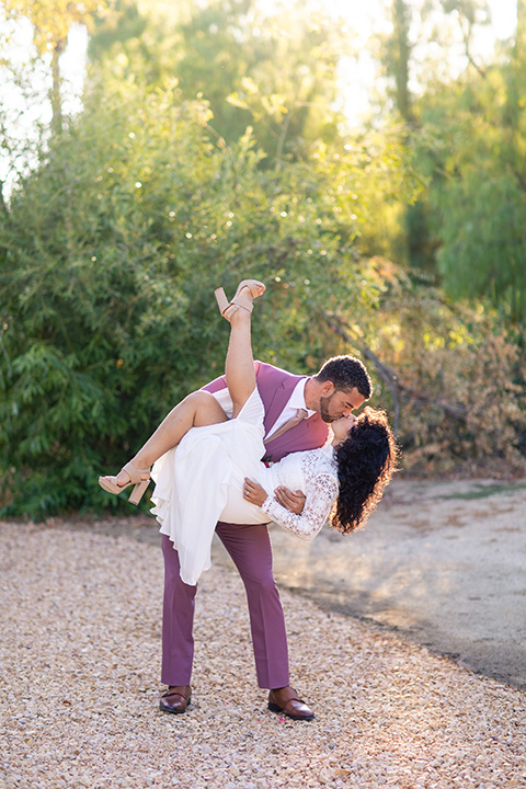  rose pink garden wedding with romantic rustic details – couple dancing