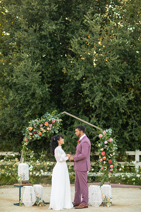  rose pink garden wedding with romantic rustic details – ceremony