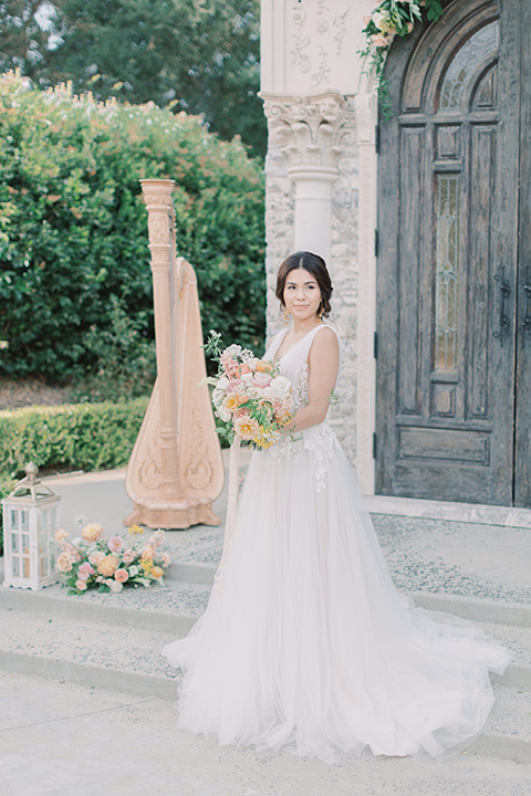  pastel and grey wedding with old world charm - bride 