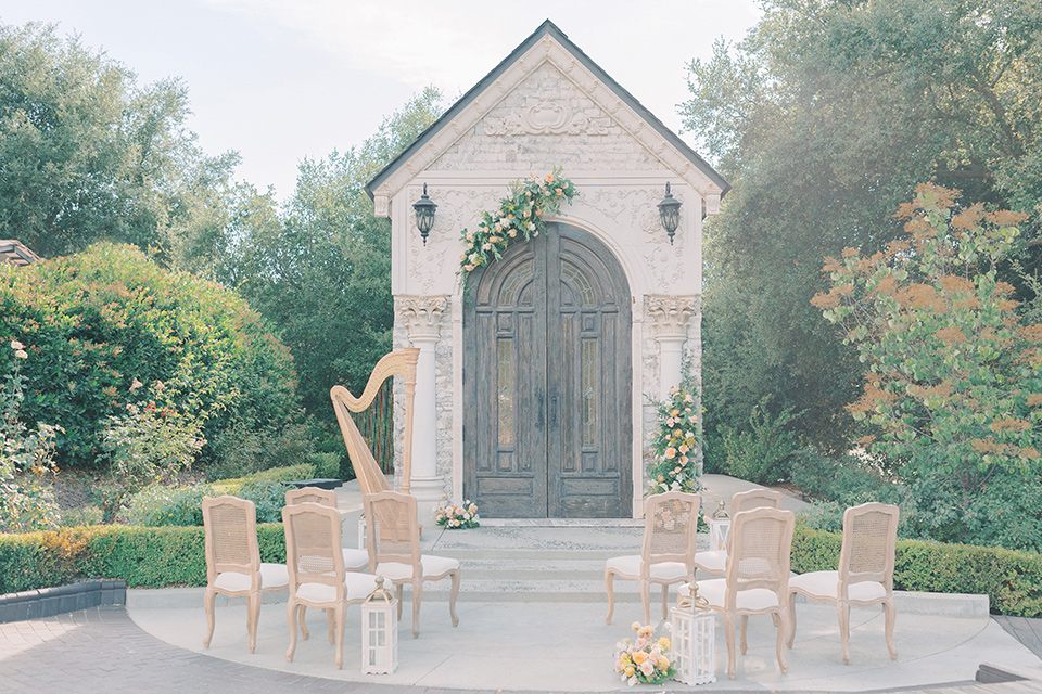  pastel and grey wedding with old world charm – ceremony space 