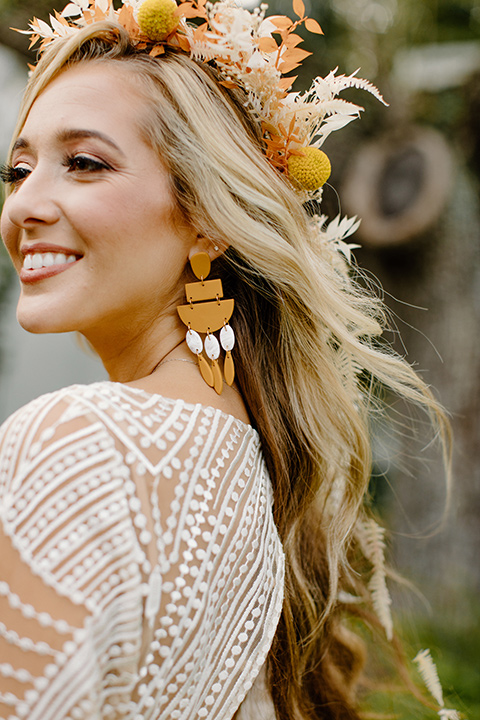  retro boho wedding with amber and brown color scheme - bride 