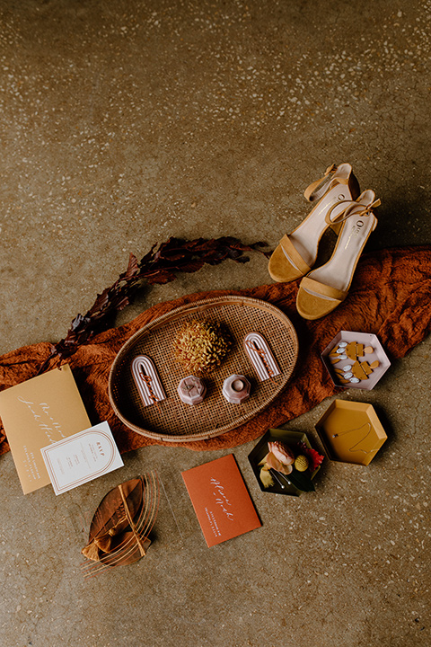  retro boho wedding with amber and brown color scheme – invitations