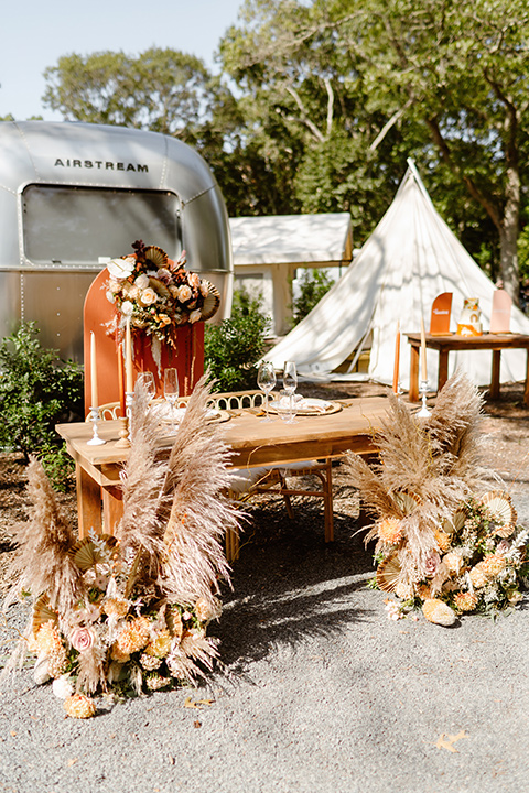  a boho caramel wedding inspo with an airstream and pampas grass – reception décor 