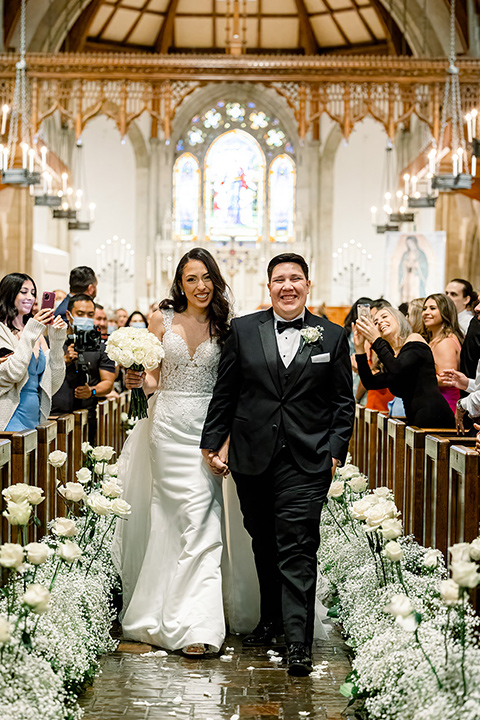  a classic blush and black wedding in a church - ceremony 