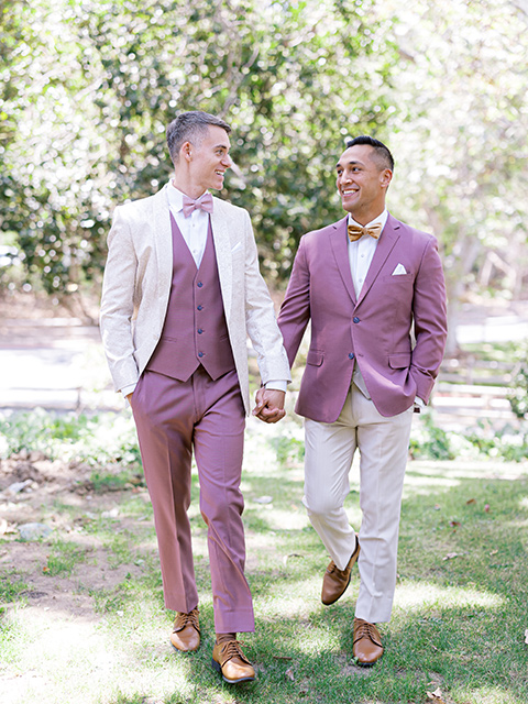  a colorful wedding in temecula with a 90s themed after party – grooms walking 