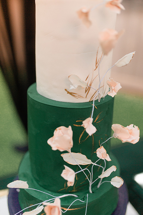  moody black and green wedding with neutral accents - cake 