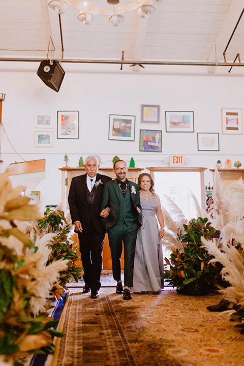  moody black and green wedding with neutral accents - ceremony 