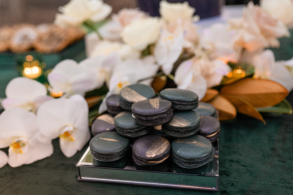  moody black and green wedding with neutral accents - cookies 