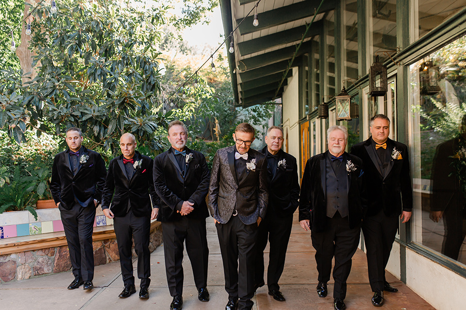  moody black and green wedding with neutral accents - groomsmen 